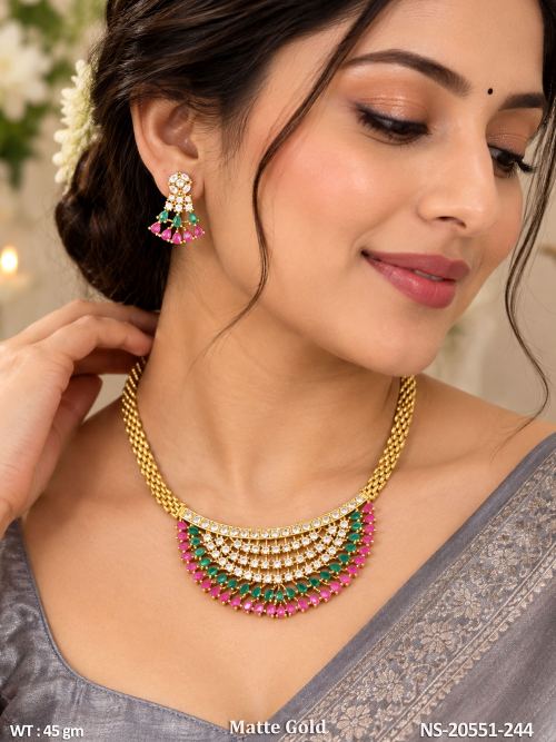 Traditional Gold Kemp Stone Necklace Set