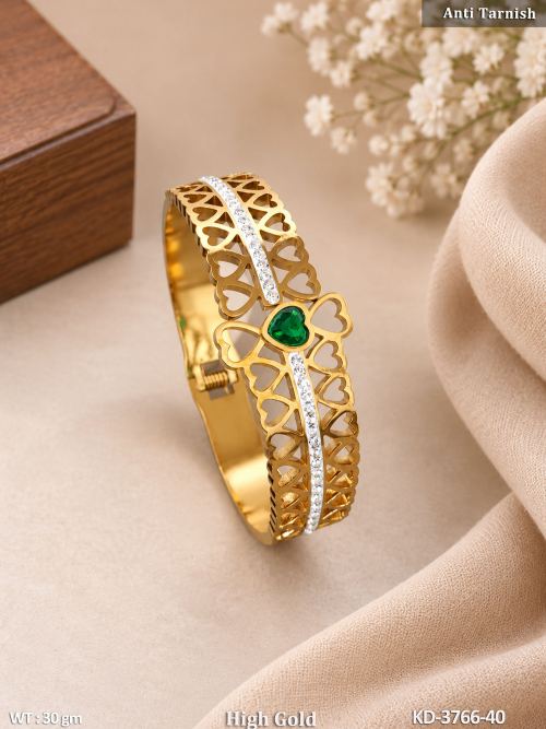 Stone-Studded Kada with Heart Design, photo 3 of 4