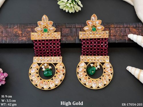 Antique Stone-Studded Earrings in Ruby Green, photo 4 of 5