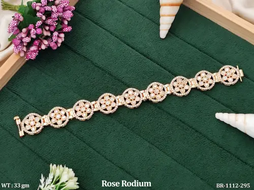 Kundan Bracelet with Stone Work in Rose Finish, photo 2 of 2