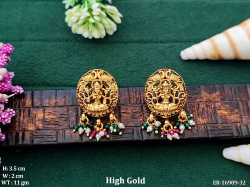 Classic Stone-Studded Earrings in Ruby Green, photo 3 of 3