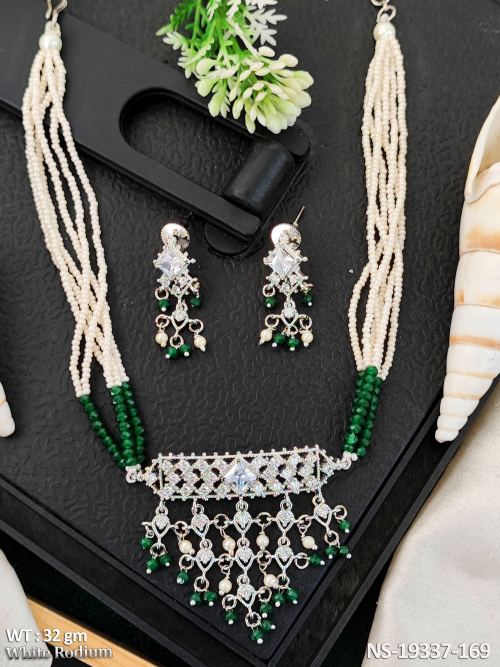 AD Jewellery Set in White Finish