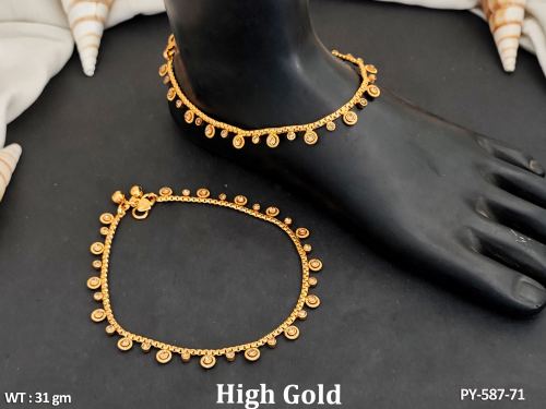 Antique Jewellery High Gold Polish Unique Design Antique Payal Set