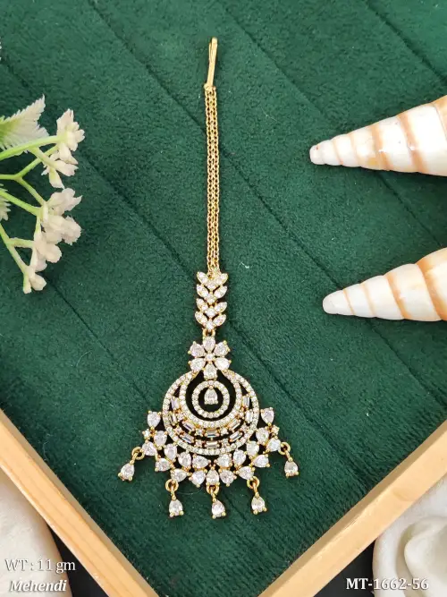 American Diamond Floral Design Maang Tikka