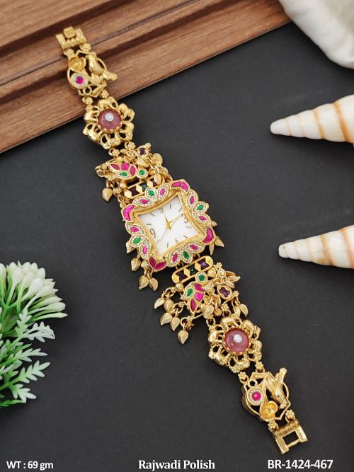 Fancy Antique Gold Polish Floral Watch