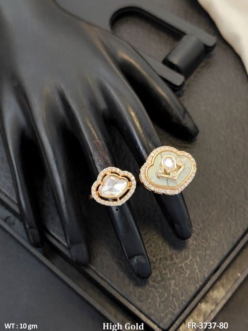 Stone-Studded Heart Finger Ring in Mint Green, photo 5 of 6
