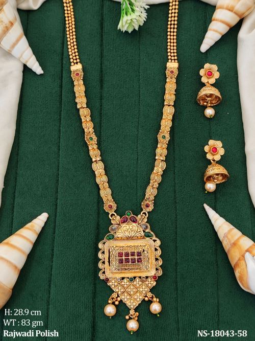 Party Wear Rajwadi Finish Necklace Set for Women