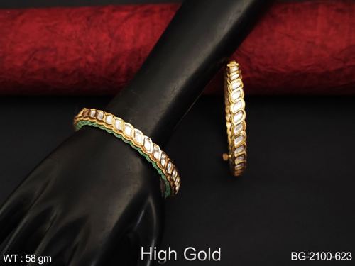 Party Wear Kundan Bangles with Stone Work Set of 2
