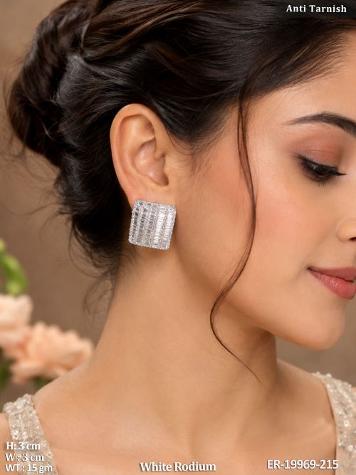 AD Earrings in White Finish