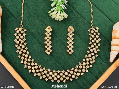 Mehendi Finish AD Necklace Set for Women