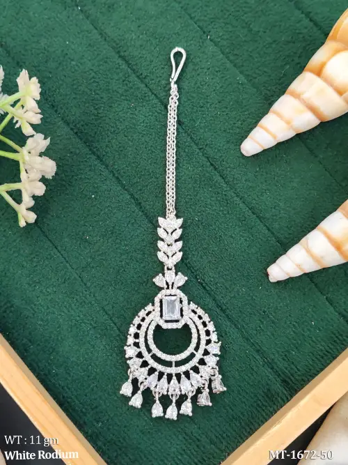 Designer American Diamond Festive Wear Maang Tikka