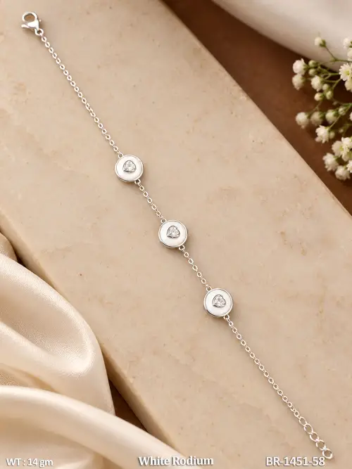 Elegant AD Heart Design White Rodium Bracelet