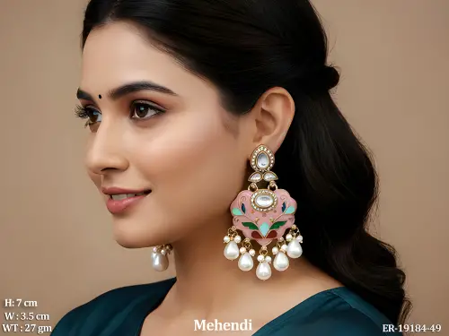 Lotus Stone-Studded Drop Earrings for Women