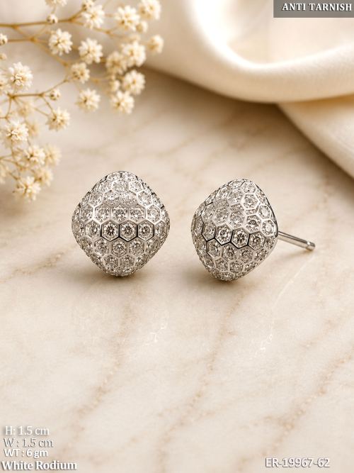 Earrings in White Finish for Women, photo 2 of 2