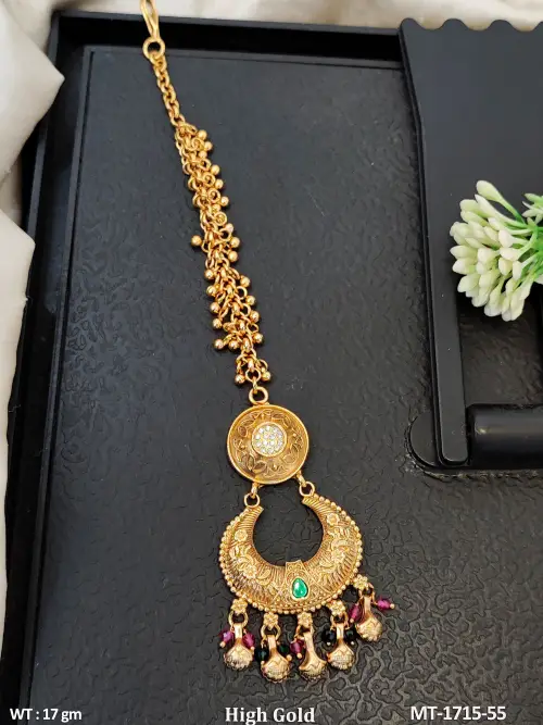 Classic Stone-Studded Antique Maang Tikka