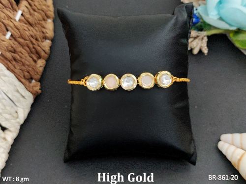 Kundan Bracelet for Women in Peach, photo 7 of 10
