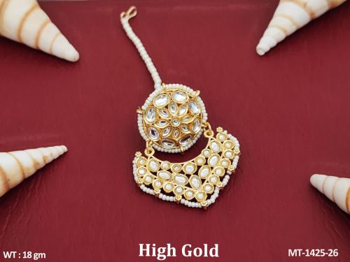 Fancy Designer Party wear Beautiful High Gold Polish Beautiful Style Kundan Stone Kundan Jewellery Maang Tikka 