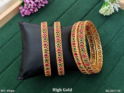 Graceful Stone-Studded Bangles for Women Set of 4