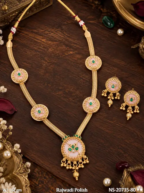 Long Stone-Studded Jewellery Set for Women in Pink, photo 3 of 5