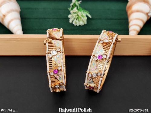 Rajwadi Finish Stone-Studded Bangles for Women Set of 2, photo 2 of 2