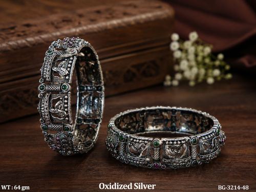 Oxidized Peacock Designer Bangle Set for Women