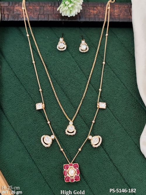 Designer High Gold Double Layer Kundan Pendant Set for Women