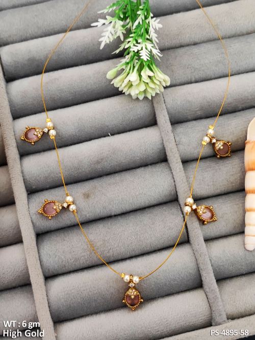 Invisible Full Stone Pendant Set with Pearl Detailing