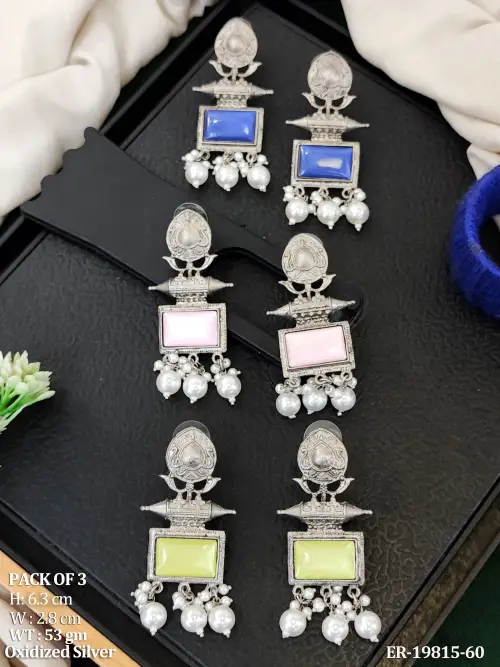 Stone-Studded Statement Drop Earrings for Women