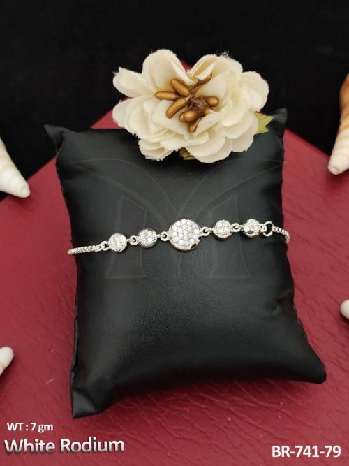 White Finish CZ Bracelet for Women