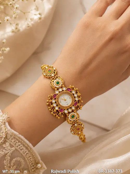 Elegant Ruby Gemstone Embellished Bracelet Watch