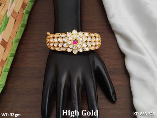 Stone-Studded Kundan Kada Bracelet for Women in Ruby, photo 3 of 3