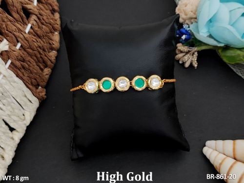 Kundan Bracelet for Women in Green, photo 2 of 10