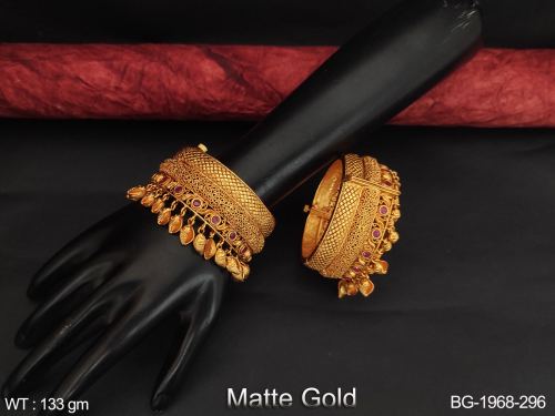 Matte Finish Antique Bangles for Women Set of 2