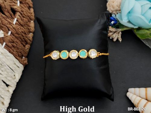 Kundan Bracelet for Women in Mint Green, photo 8 of 10