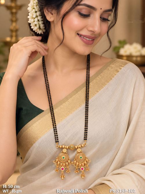 Premium Rajwadi Polish Gold Mangalsutra Jewellery