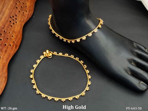 Antique Designer High Gold Polish Party Wear Payal   