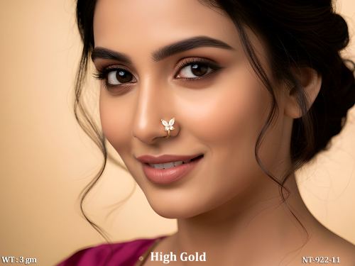 Elegant Butterfly Design Nath Stone Studded Nose Ring