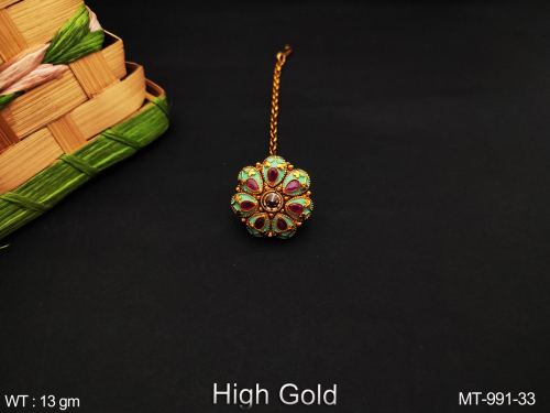 Party Wear Minimal Maang Tikka with Stone Work
