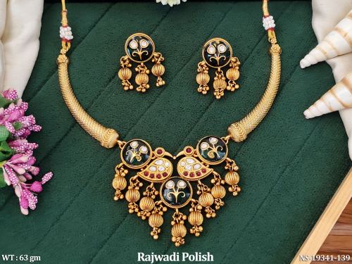 Traditional Stone-Studded Jewellery Set in Rajwadi Finish, photo 2 of 3
