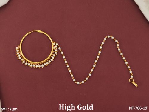 Clusterpearls High Gold Polish Antique Jewellery Fancy Style Antique Nath