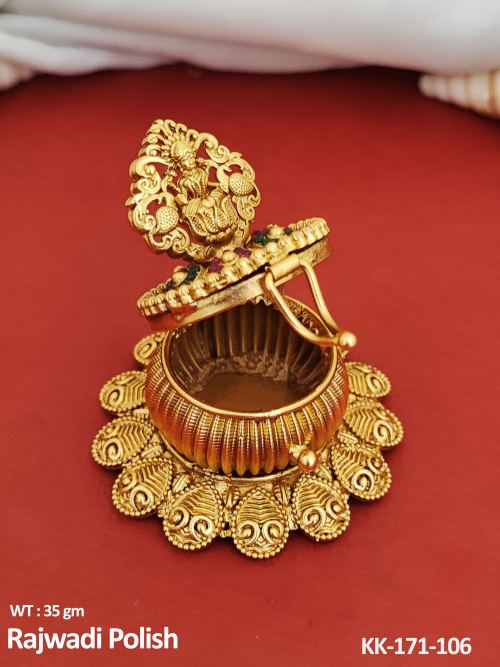 South Indian Sindoor Box with Stone Work in Rajwadi Finish, photo 2 of 3
