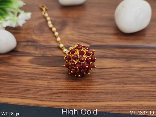 Party Wear Maang Tikka in Ruby, photo 4 of 4