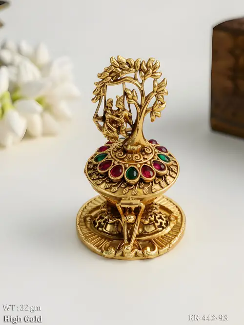 Radha Krishna Temple Design Kumkum Box for Pooja