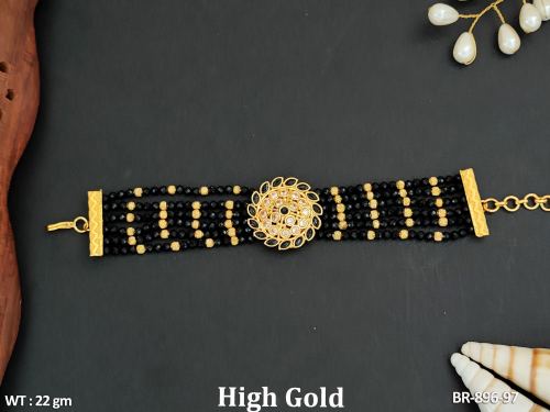 Antique Stone-Studded Bracelet in Black, photo 3 of 6