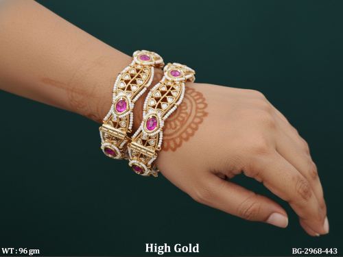 Wedding Wear Kundan Bangles for Women Set of 2