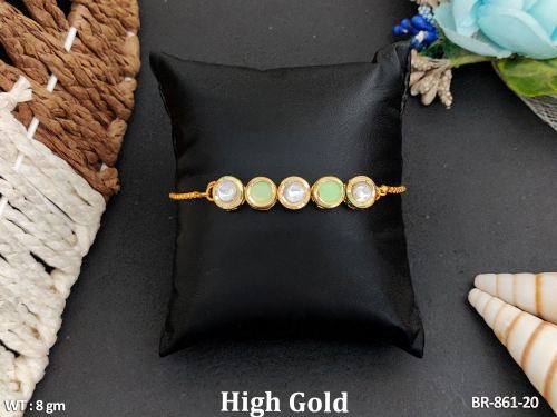 Kundan Bracelet for Women in Parrot Green, photo 6 of 10