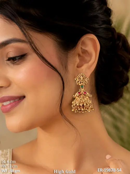 Stone-Studded South Indian Jhumka Earrings for Women