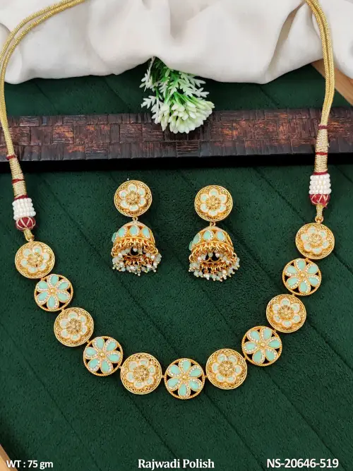 Elegant Antique Meenakari Necklace With Jhumka