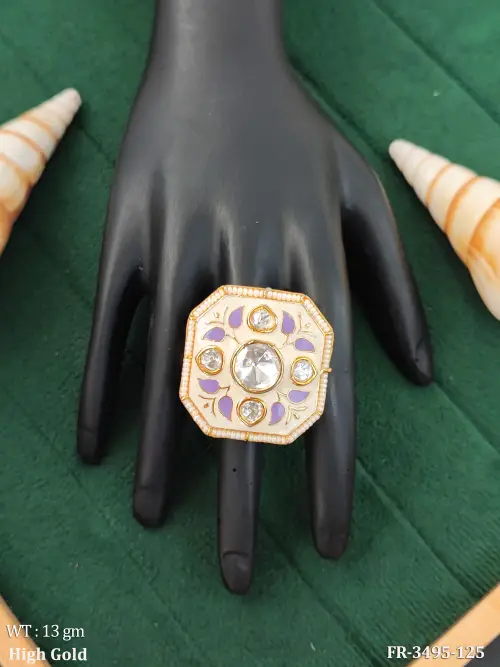 Traditional Kundan Statement Ring for Women