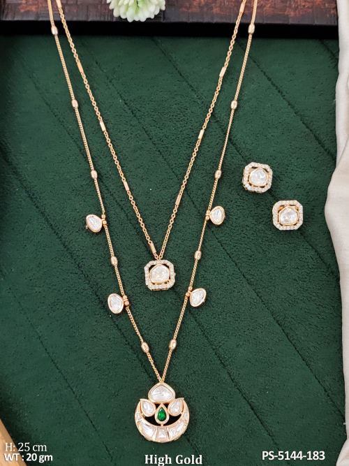 Designer Kundan Double Layer Pendant Necklace Set
